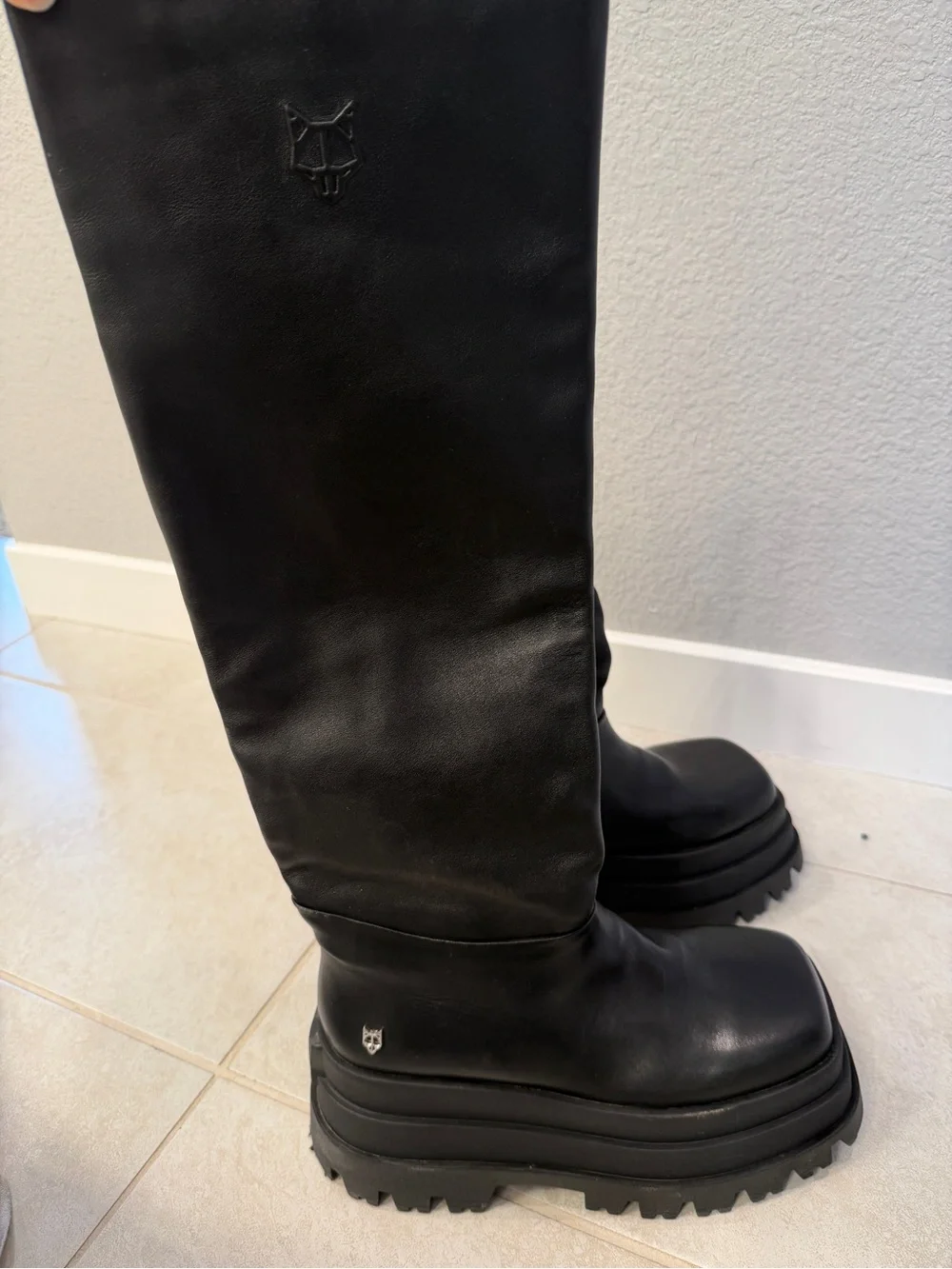Black Platform Knee-High Boots